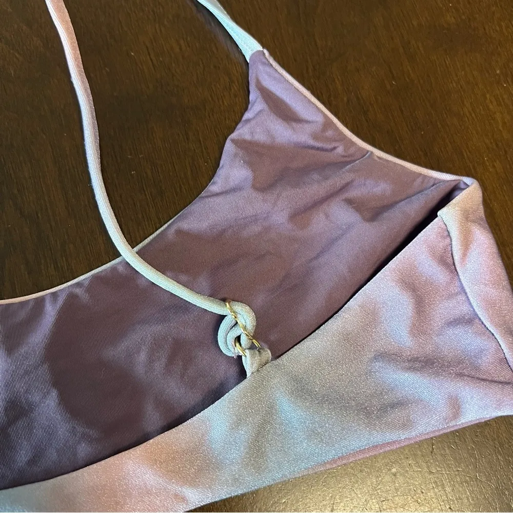 Malai Swimwear Bikini Top Purple Tie Dye Ombre Style Small - Image 4