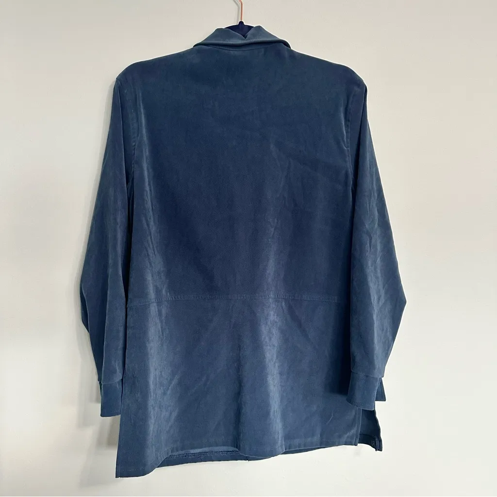 Vintage Spago Velvet Blue Suede Button Down Jacket 10 Medium - Image 7
