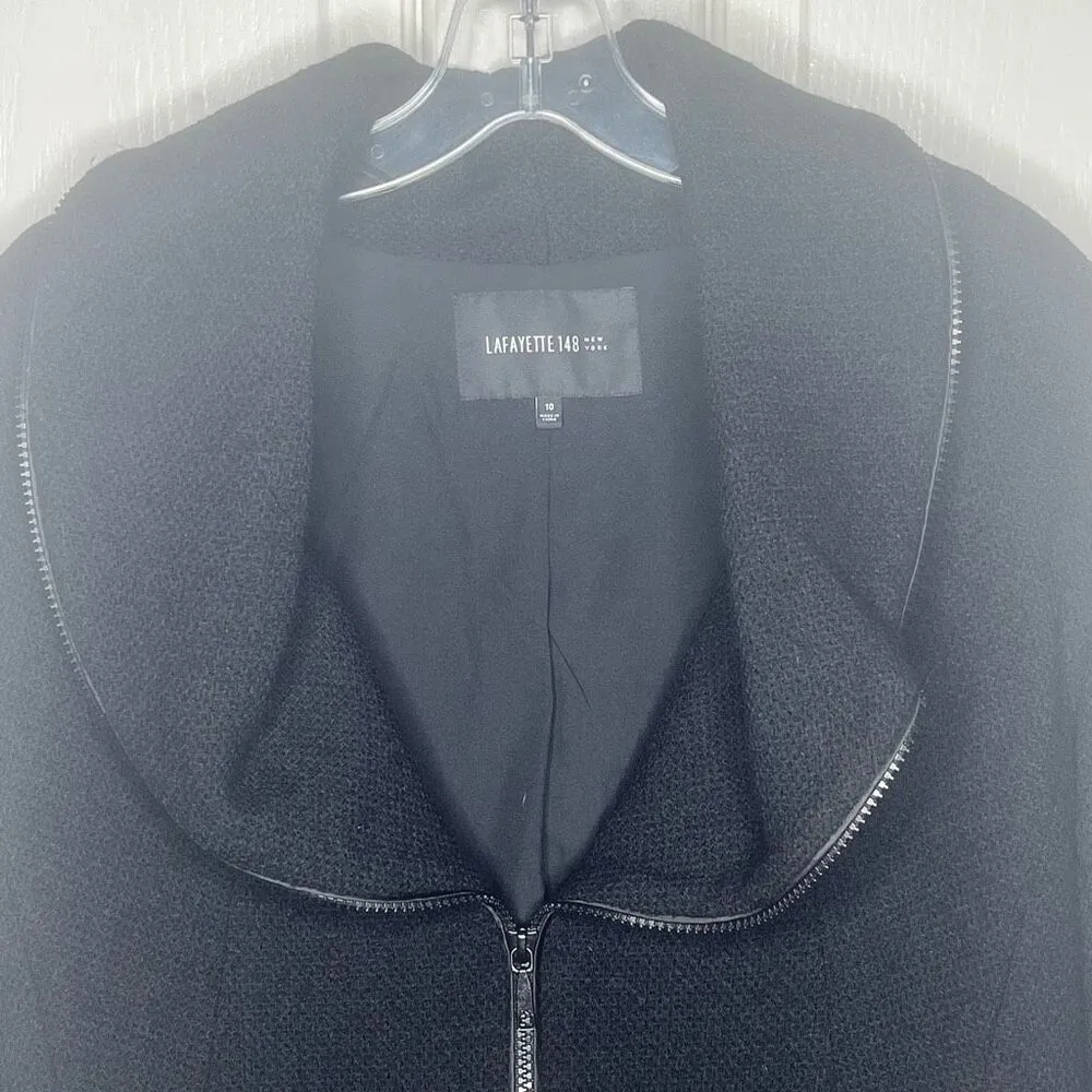 Lafayette 148 Sz 10 Black Virgin Wool Zipper Jacket - Image 2