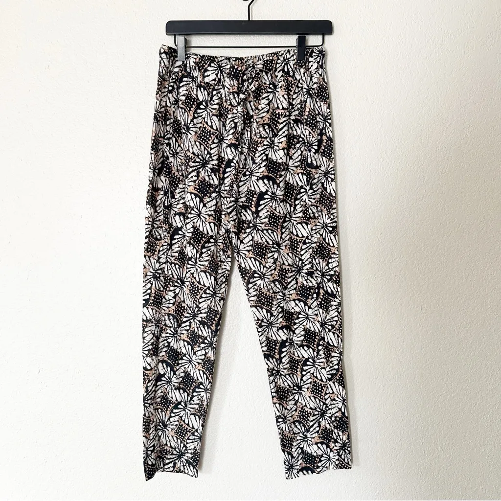 Xirena Draper‎ Pants Lightweight Pull On Drawstring Floral Cotton Casual Size S Black - Image 3