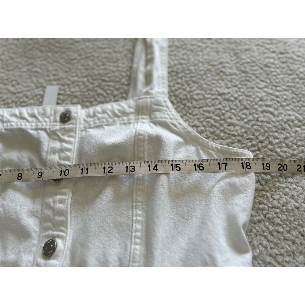 Madewell Tile White Denim Square-Neck Button Front Tank Mini Dress Size 14 - Image 10