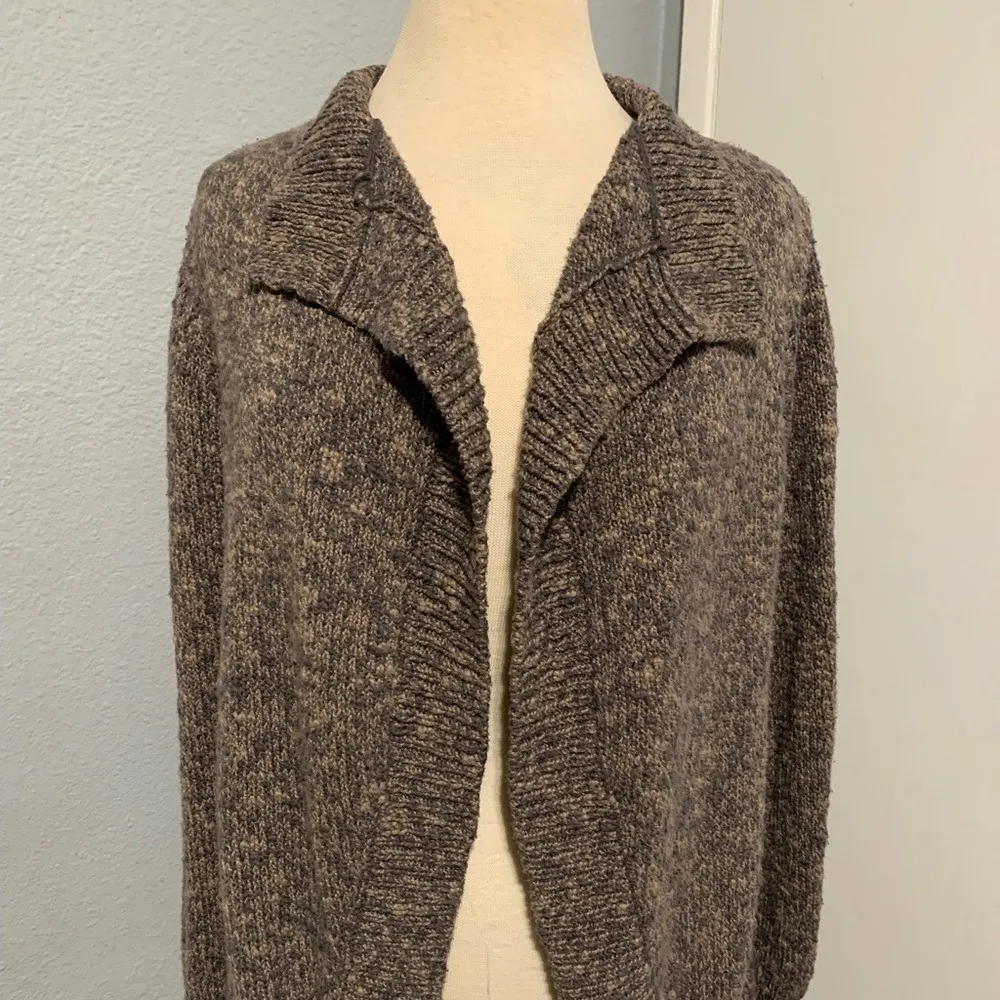 CAbi Chunky Knit Open Front Cardigan Sweater Women's Heathered Taupe Gray Small - Image 6