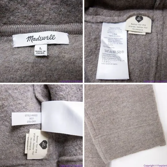NEW Madewell 100% merino wool Boiled‎ Wool Bridgman Sweater-Jacket, L - Image 13