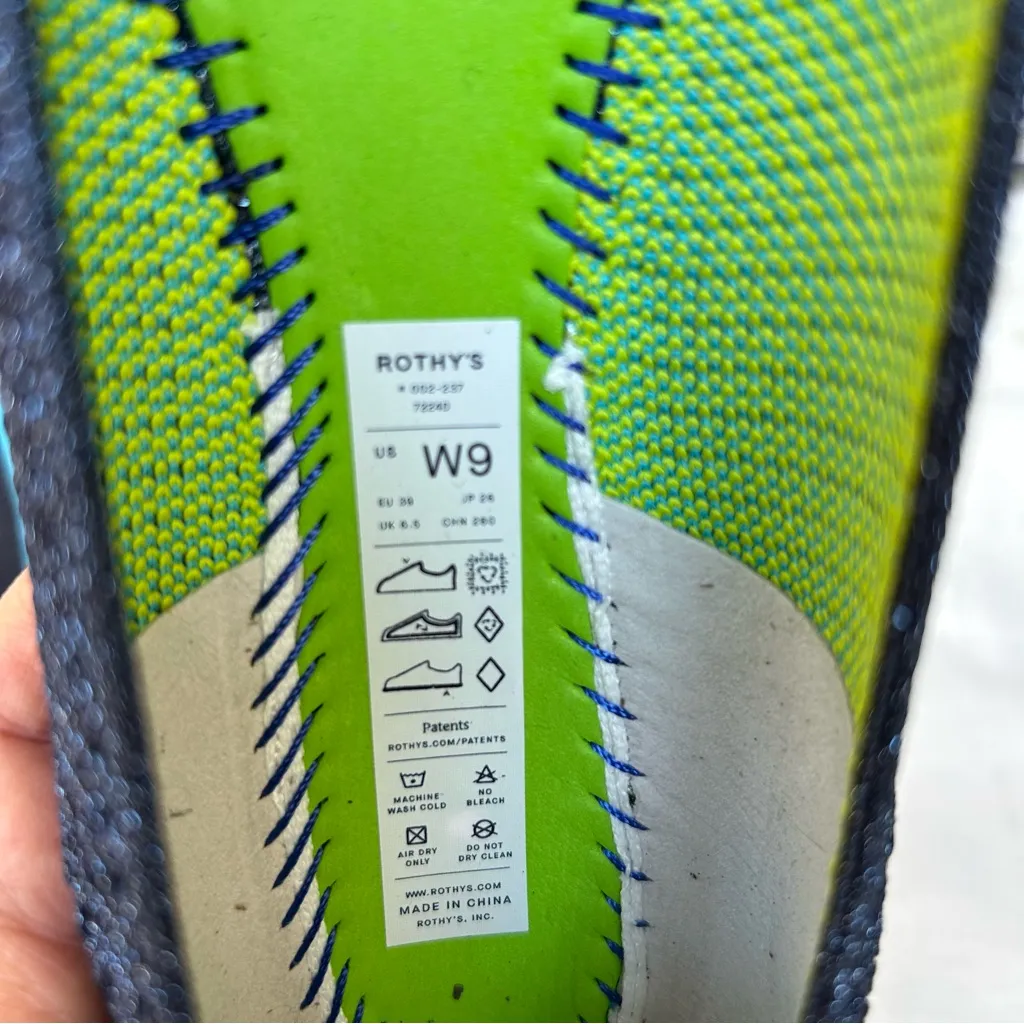 Rothy's The Point Metallic Lattice Blue Women's Flats Black Size 9 - Image 6