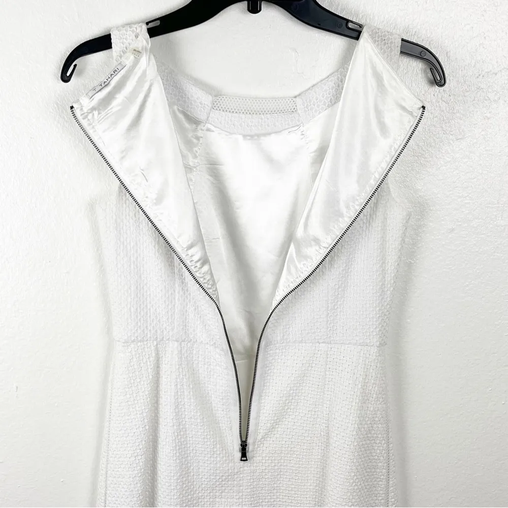 T TAHARI Maylin White Lined Sleeveless Exposed Back Zipper Dress, Size 2 - Image 7