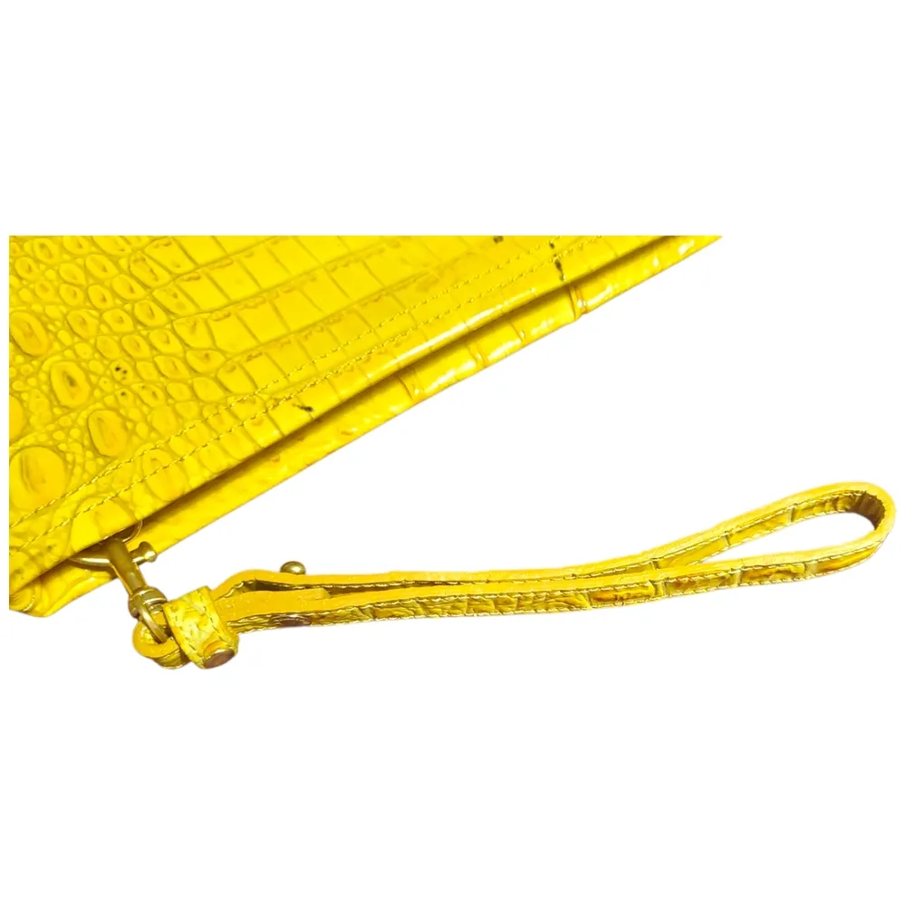 BRAHMIN Yellow Crocodile Embossed Wristlet Clutch - Image 3