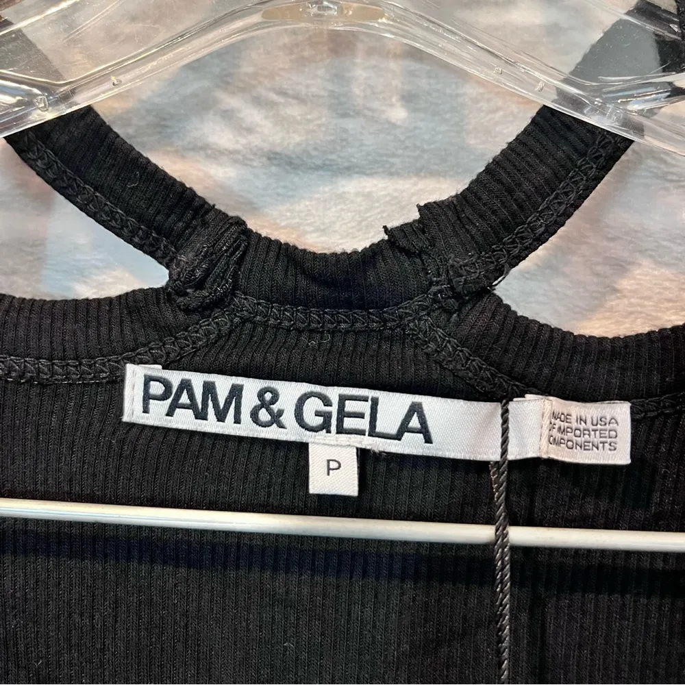 NWT Pam & Gela Black Split Neck Ribbed Jersey Dress Size P(XS) - RD7017 - Image 9