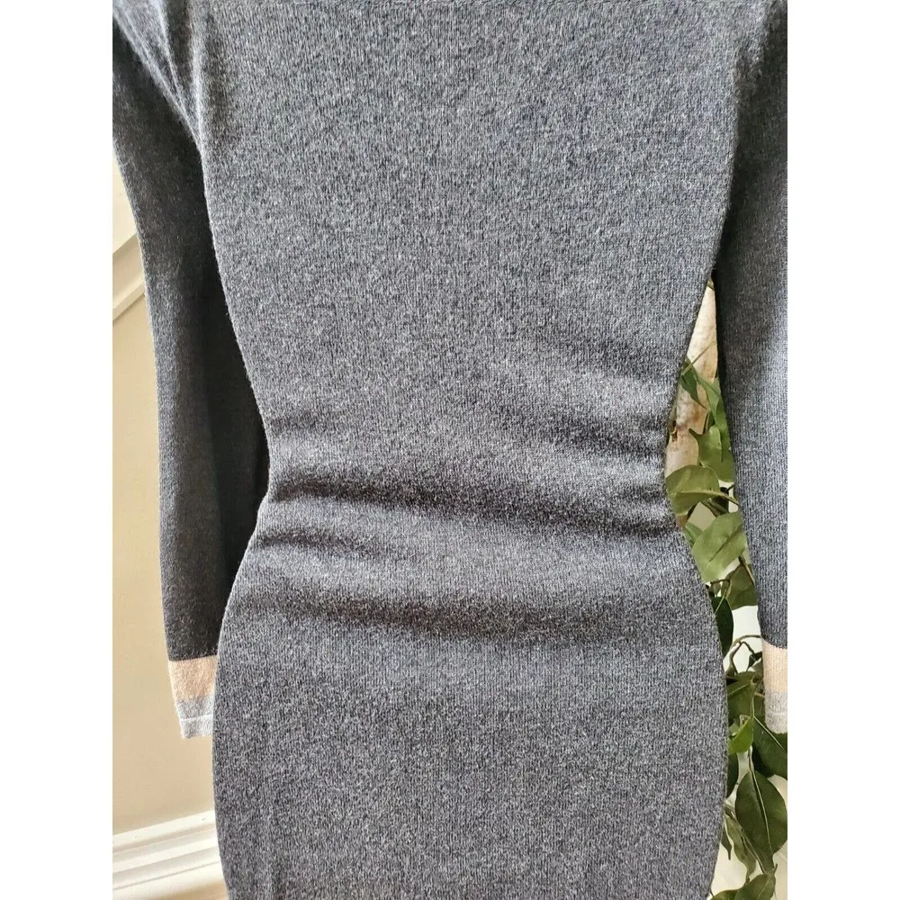 Spense Women's Gray Viscose Round Neck Long Sleeve Knee Length Dress Size Small - Image 7