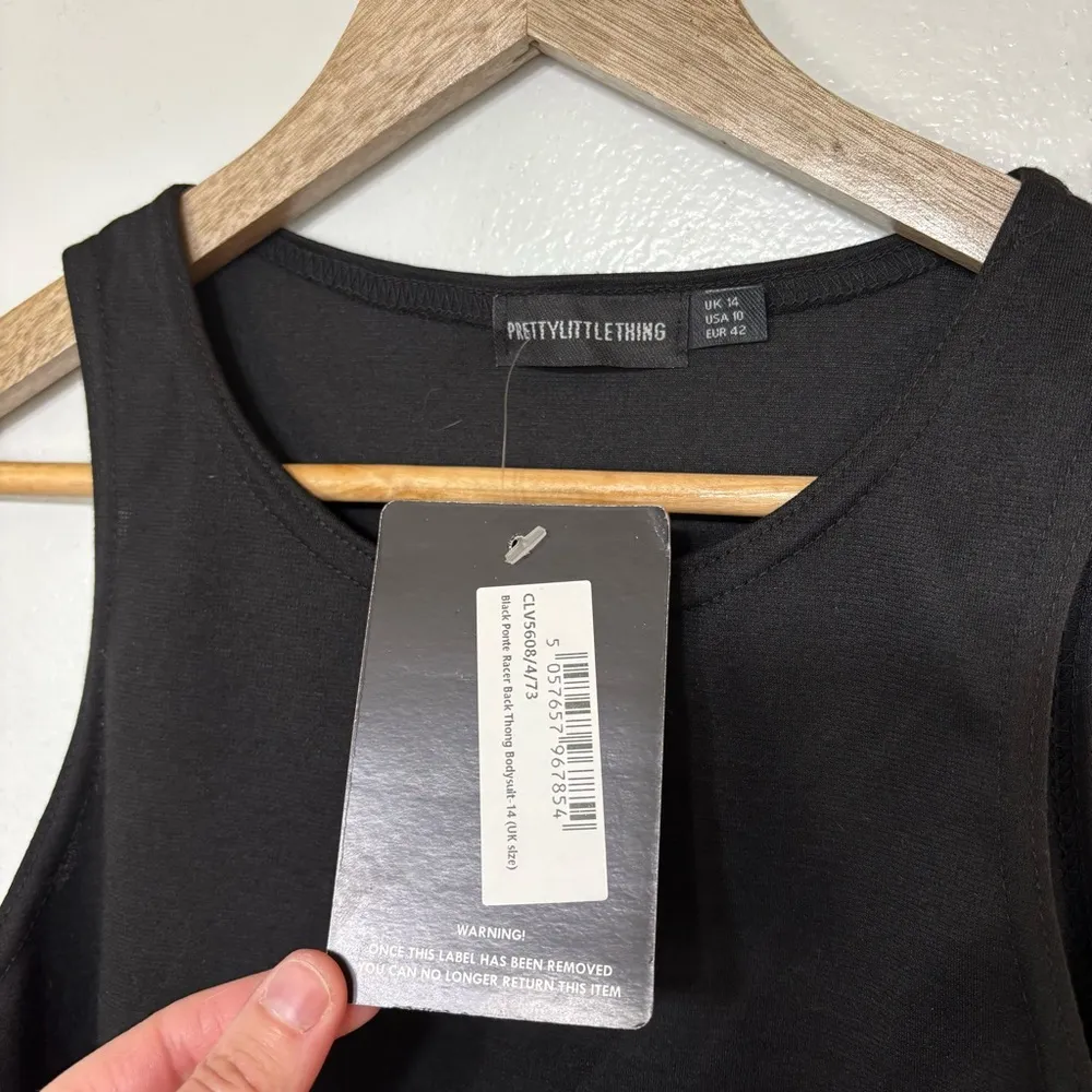 PrettyLittleThing Black Ponte Racer Back  Sleeveless Bodysuit NEW Size 10 - Image 3