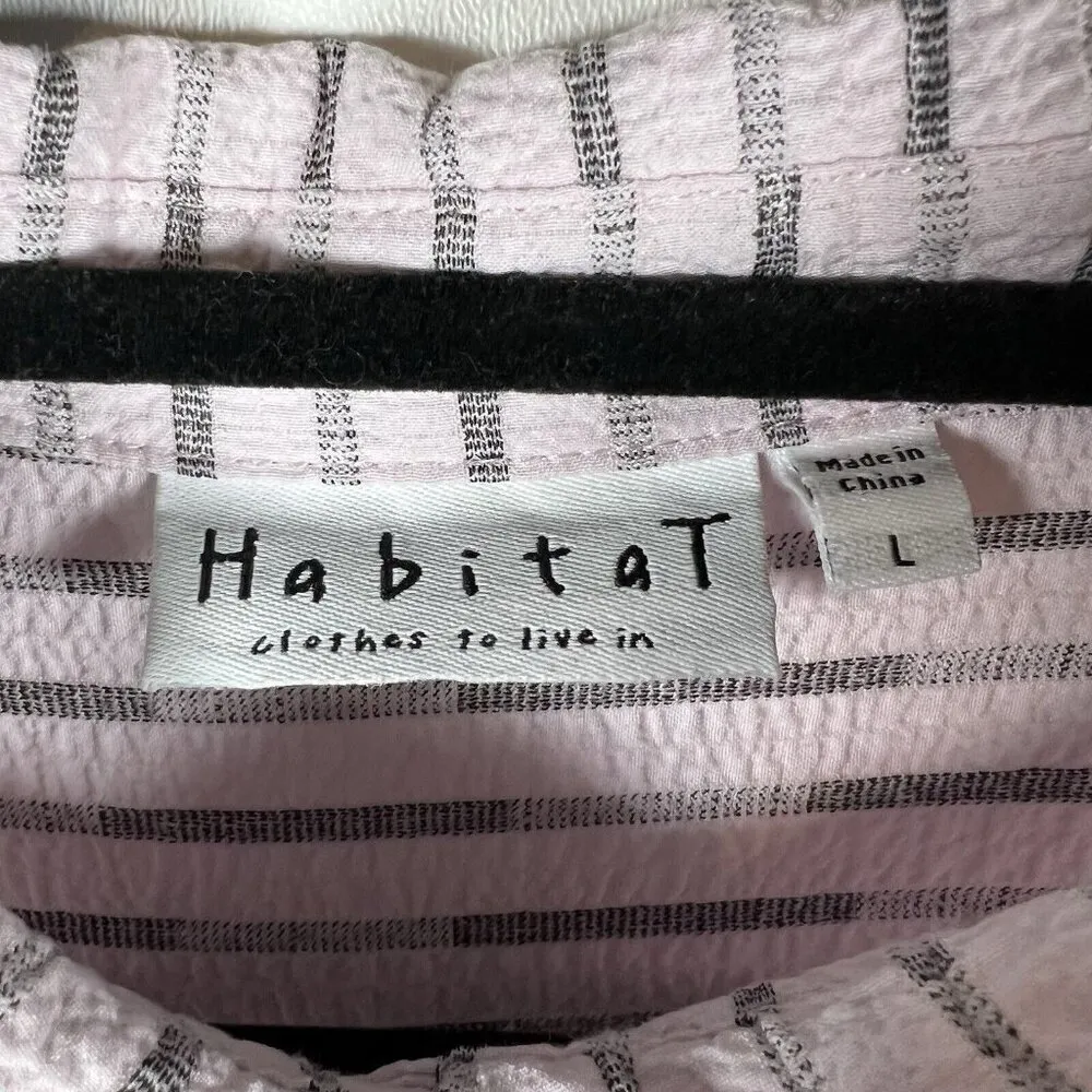 Habitat black Pink button tunic top coastal grandma lagenlook Size Large Boho‎ - Image 5