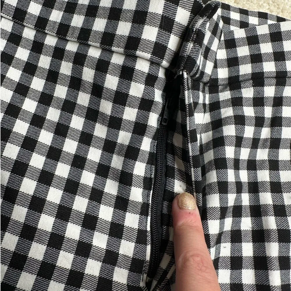 ZARA : Gingham Cropped Flare Trouser Black and White - Image 8