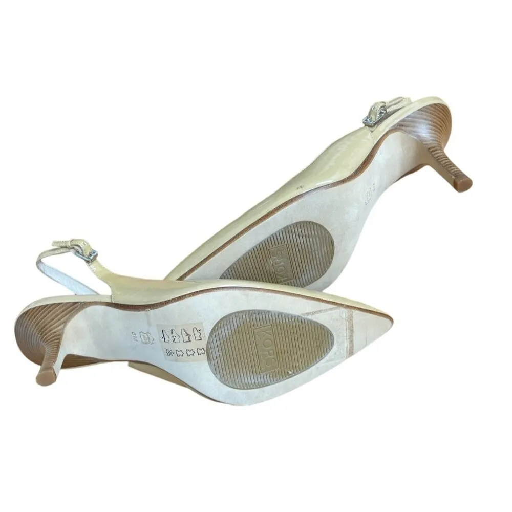 Michael Kors Tan Slingback Patent Leather Shoes/Pumps/Heel 3.5" 8M SKU2371 - Image 5