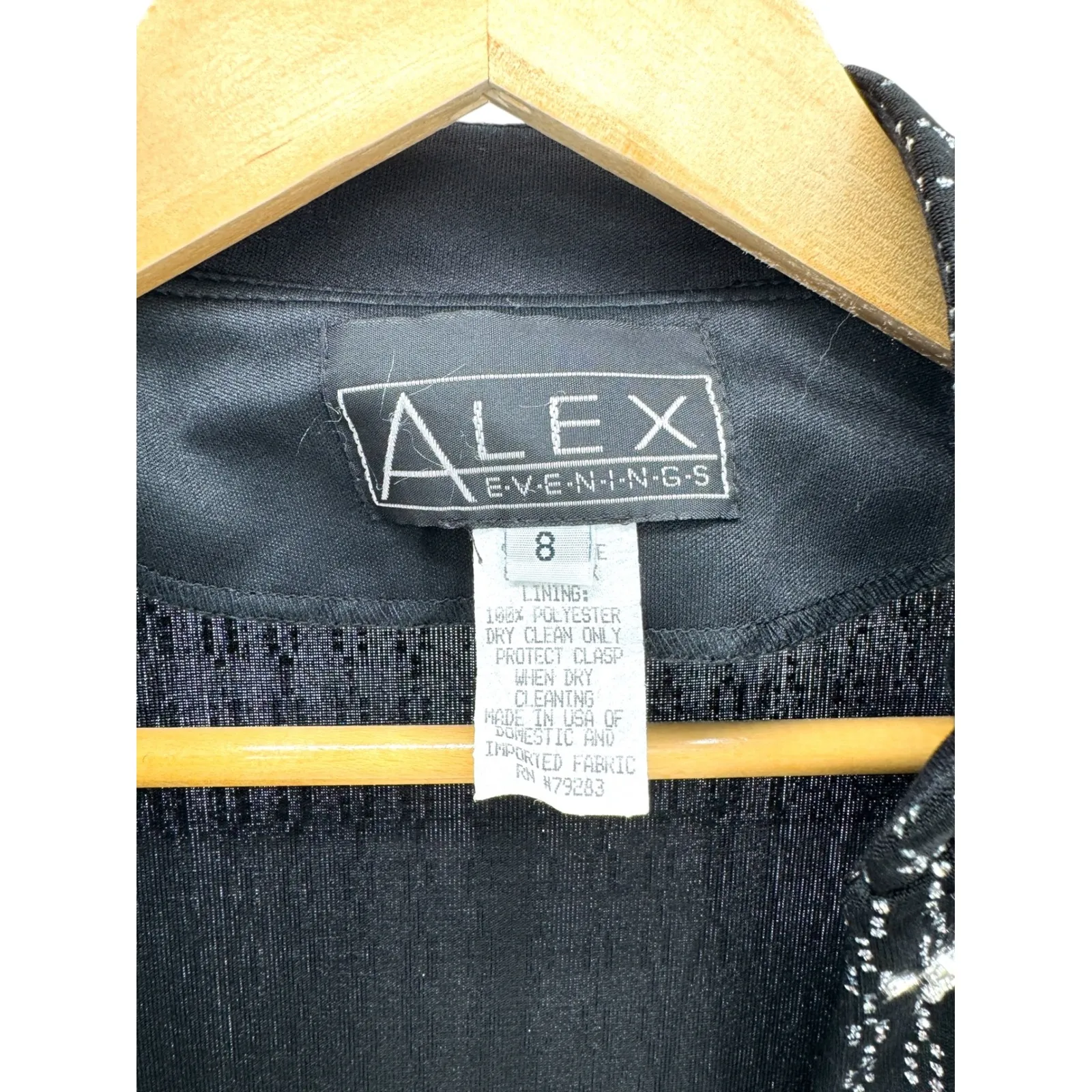 Alex Evenings Womens Black Silver Geometric Embellished Brooch Collar Jacket 8 - Image 6