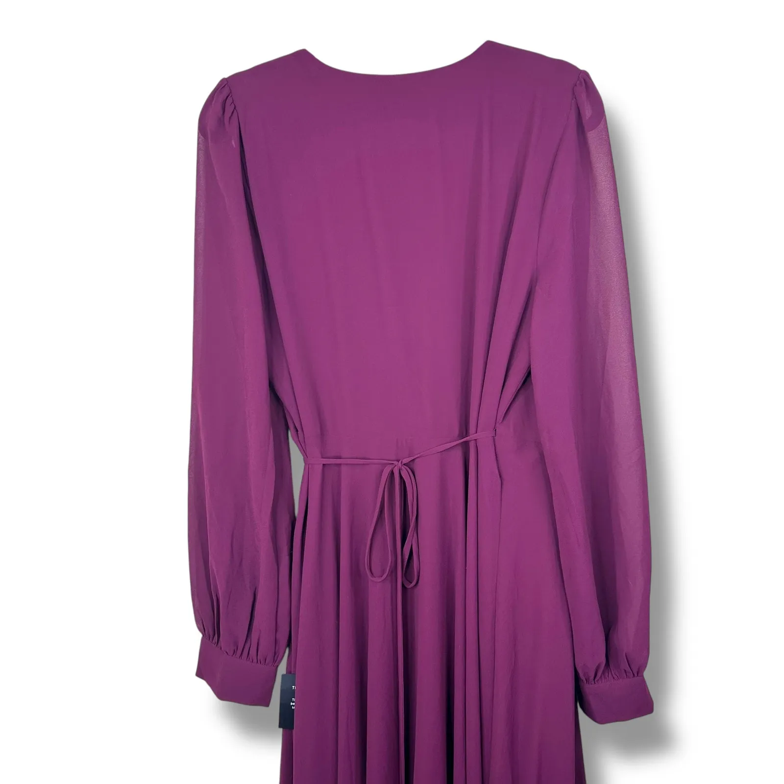 Lulus NWT My Whole Heart Plum Long Sleeve Balloon Sleeves Wrap Maxi Dress XL - Image 8