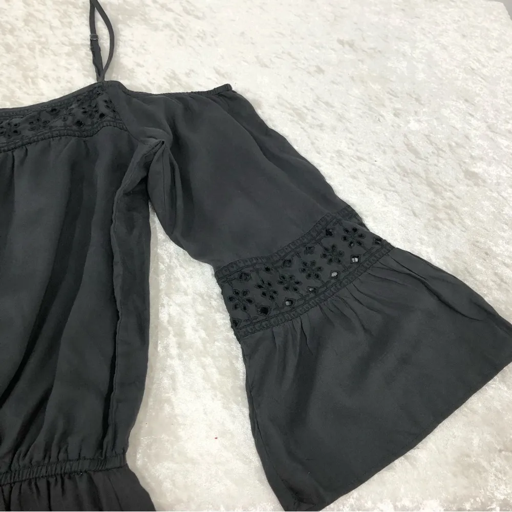 American Eagle Outfitters Off shoulder romper eyelet charcoal womens size medium - Image 5