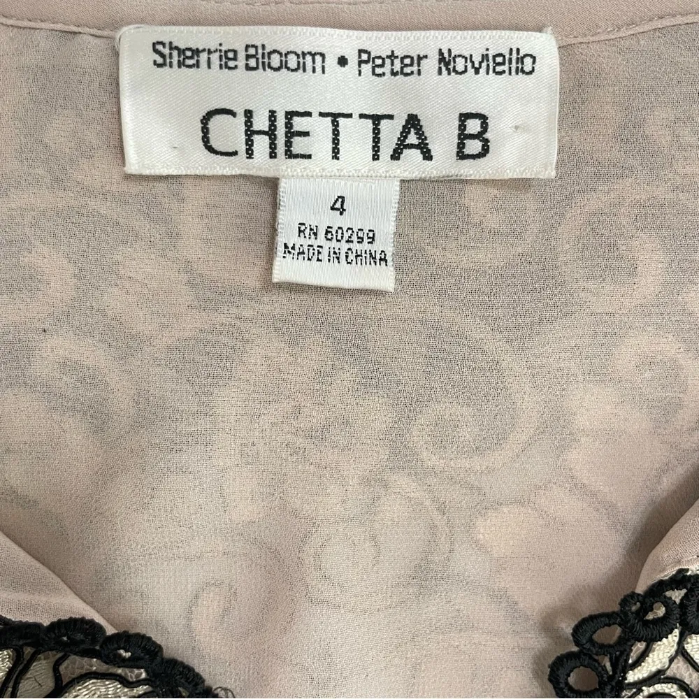 VTG Chetta B, Sherrie Bloom, Peter Novello black gold embroidered lace top S 4. - Image 9