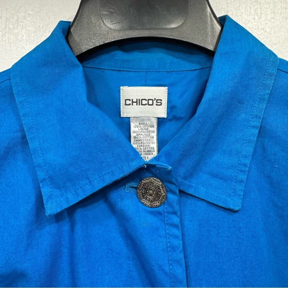 Chico’s Blue Ocean Coral Embroidered Appliqué Jacket Button Front Sea Life - Image 6