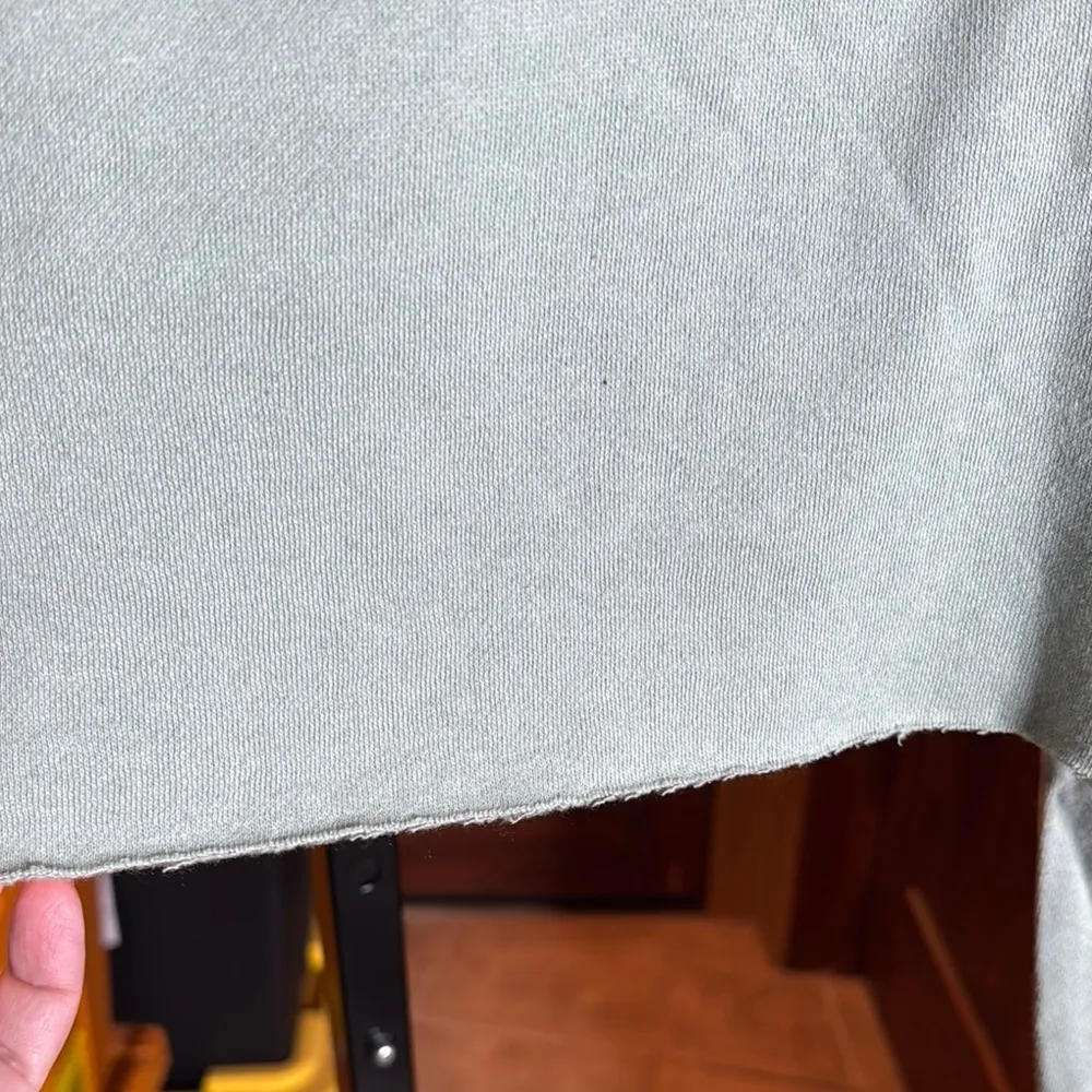 Independent Trading Co Lennon Cropped Peace Love Happiness Hoodie Sage Sz Medium Green - Image 6