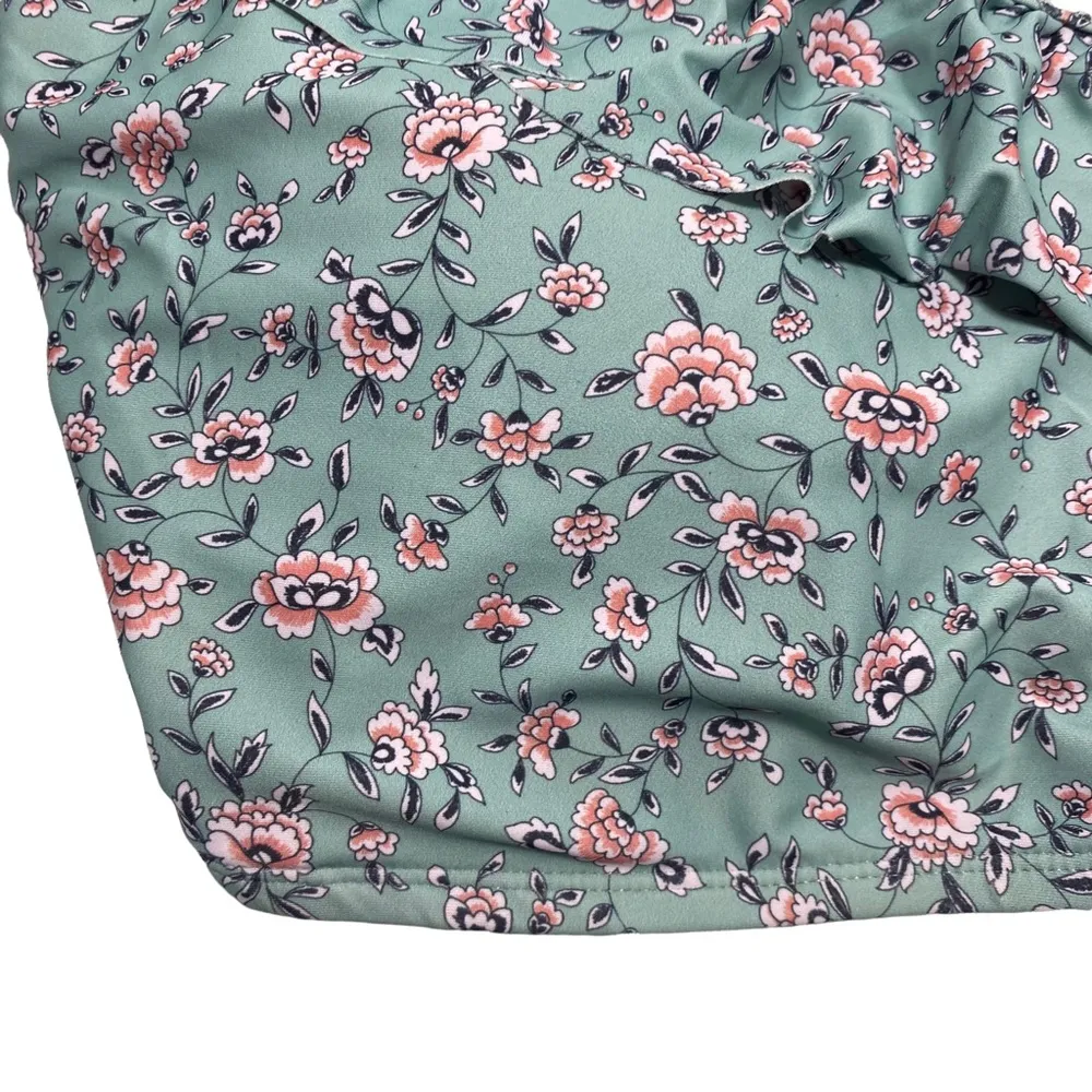 BluC Womens Plus Size 3X Bikini Bathing Suit Top Off Tie Shoulder Strap Floral - Image 4