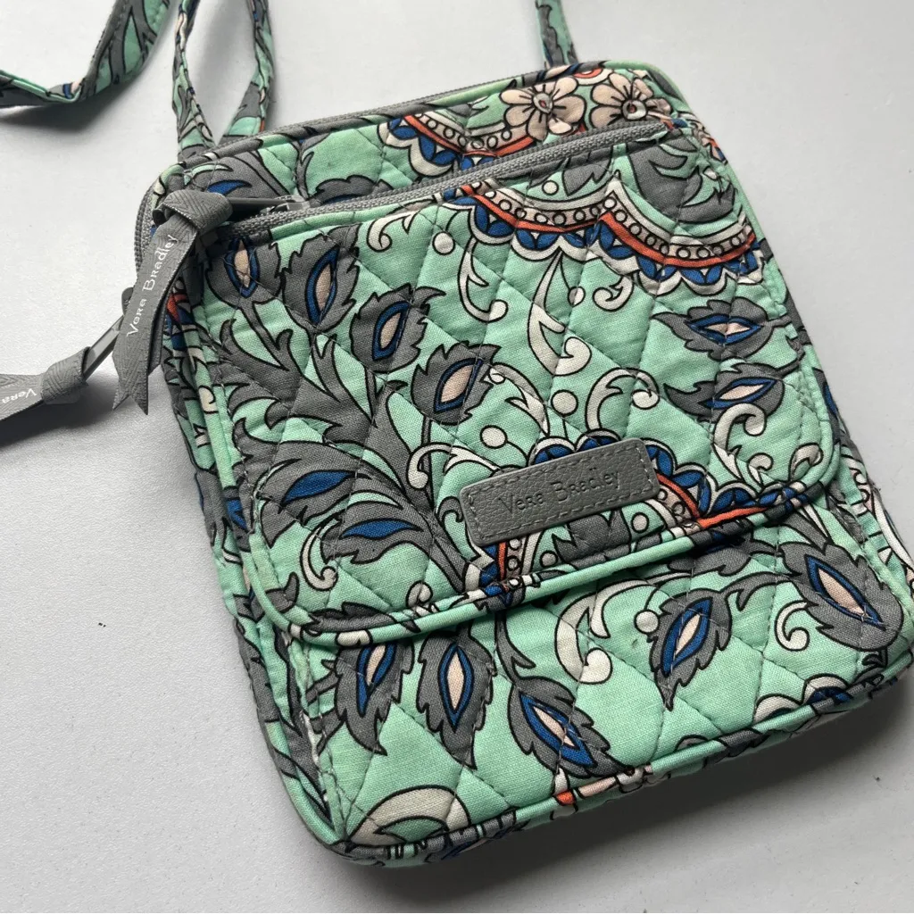 Vera Bradley Floral Crossbody Bag in Green and Blue - Image 3