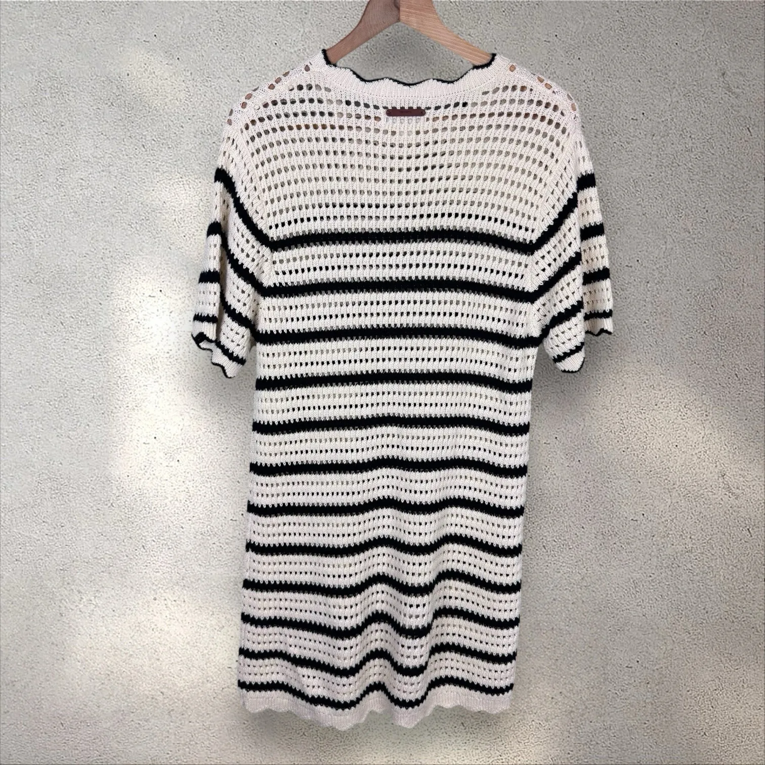Birds of Paradis Trovata Mer Knit Loose Knit Mini Dress Antique Stripe Sz M‎ Size M - Image 7