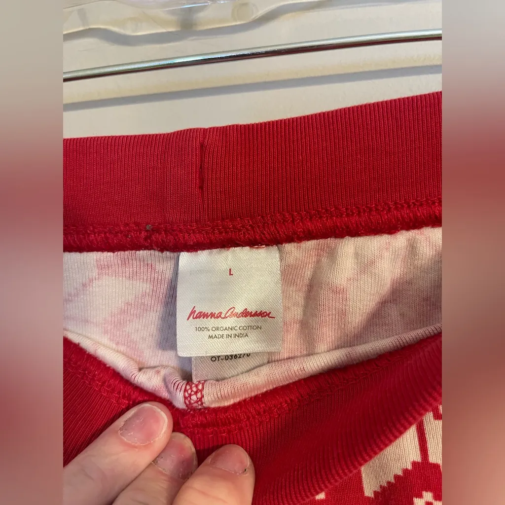 Hanna Andersson Red and White Scandi Snowflake Pants Size L - Image 4
