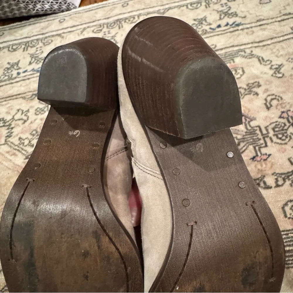 Sam Edelman Louie Fringe Booties in suede in gray taupe | Size 6.5 - Image 6