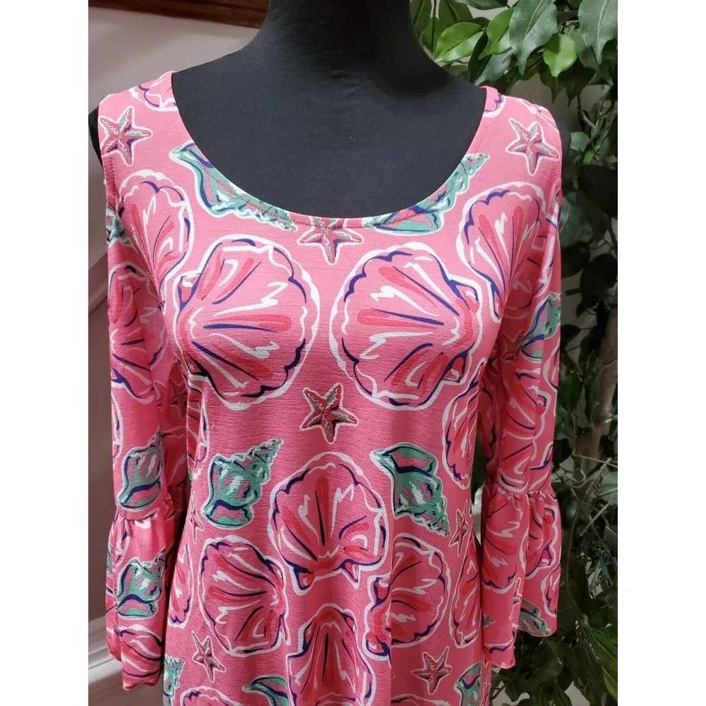 Simply Southern Women's Pink Polyester Cold Shoulder Sleeve Knee Length Dress S - Image 6