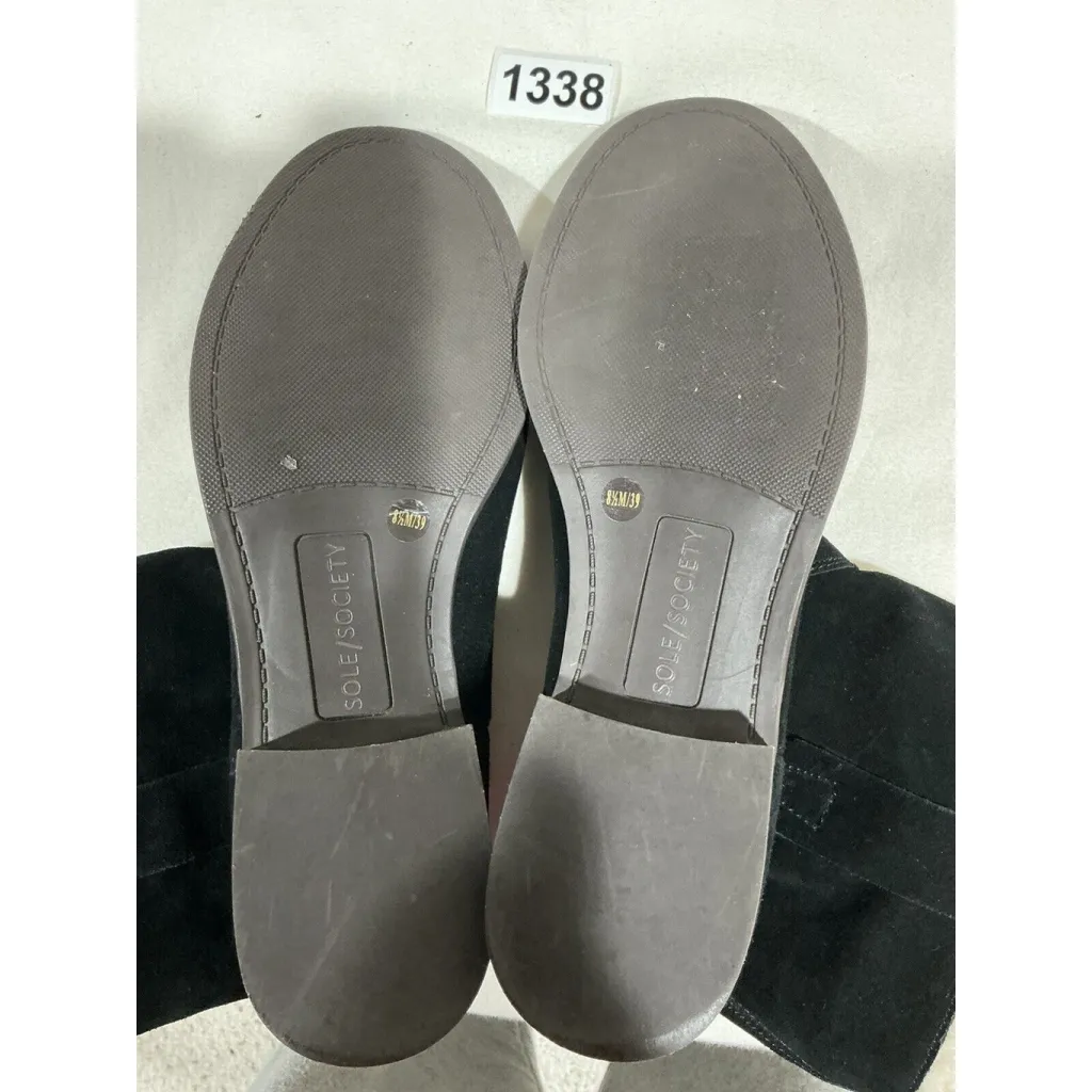 Woman’s Sole Society Black Suede 8.5m Pull On Shearling Cuff Ankle Bootie - Image 6