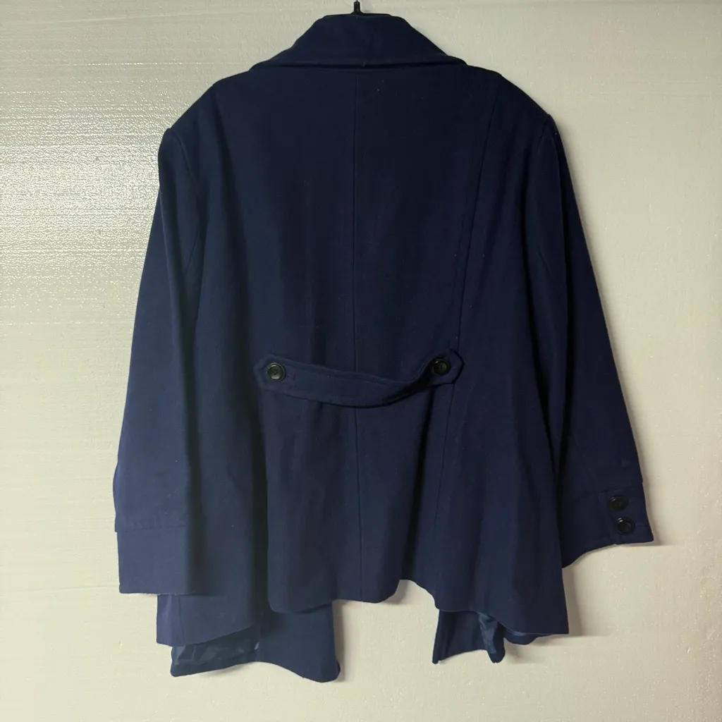 Avenue Jacket Women Plus Size 26 Blue Peacoat Button Front Wool Blend Winter - Image 7