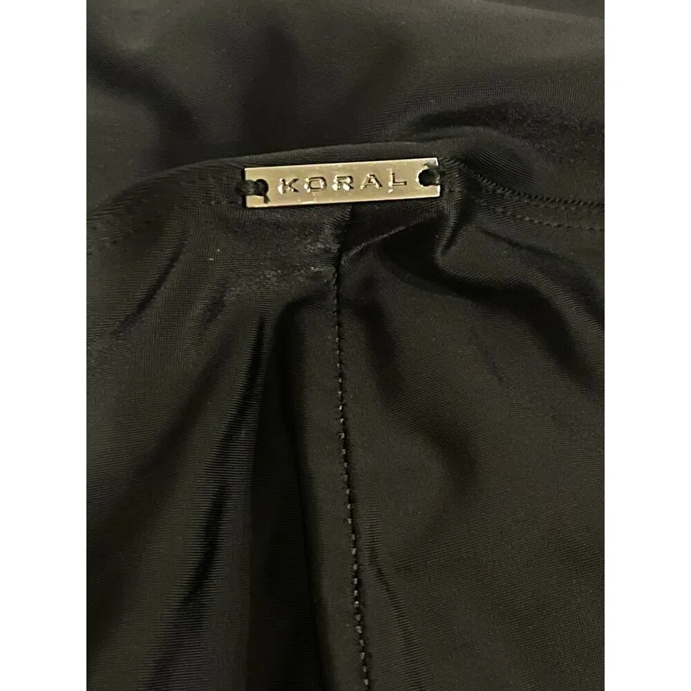 Koral M Medium-Rise Leggings Black White Contrast Piping Shiny Yoga Barre - Image 8