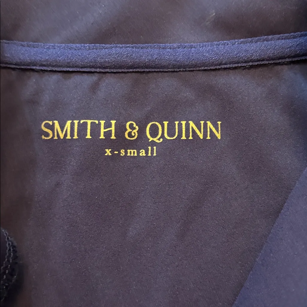 Smith & Quinn Ava 1/4 Zip Pullover Navy 70's Stripe Preppy Athletic Top Size XS Black - Image 5