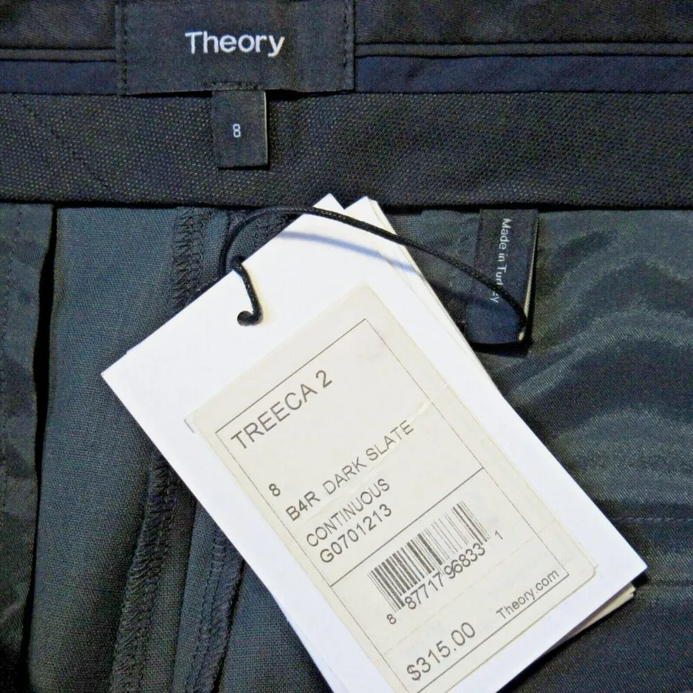 NWT Theory Treeca in Dark Slate Gray Continuous Wool Stretch Ankle Pants 8 - Image 3