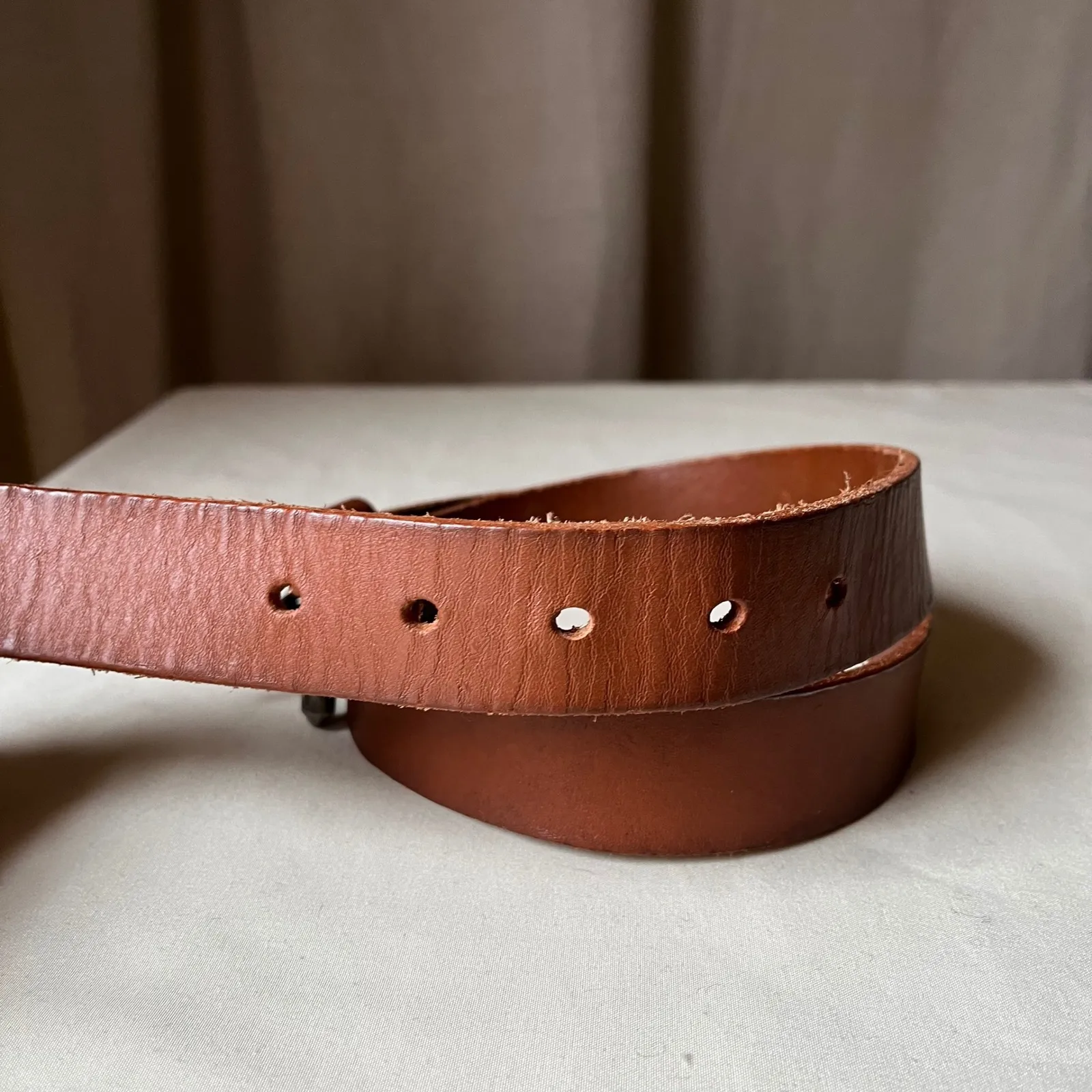 J.Crew Women's Tan Leather Belt 1.25" Classic Brown Minimalist Size 30 - Image 5