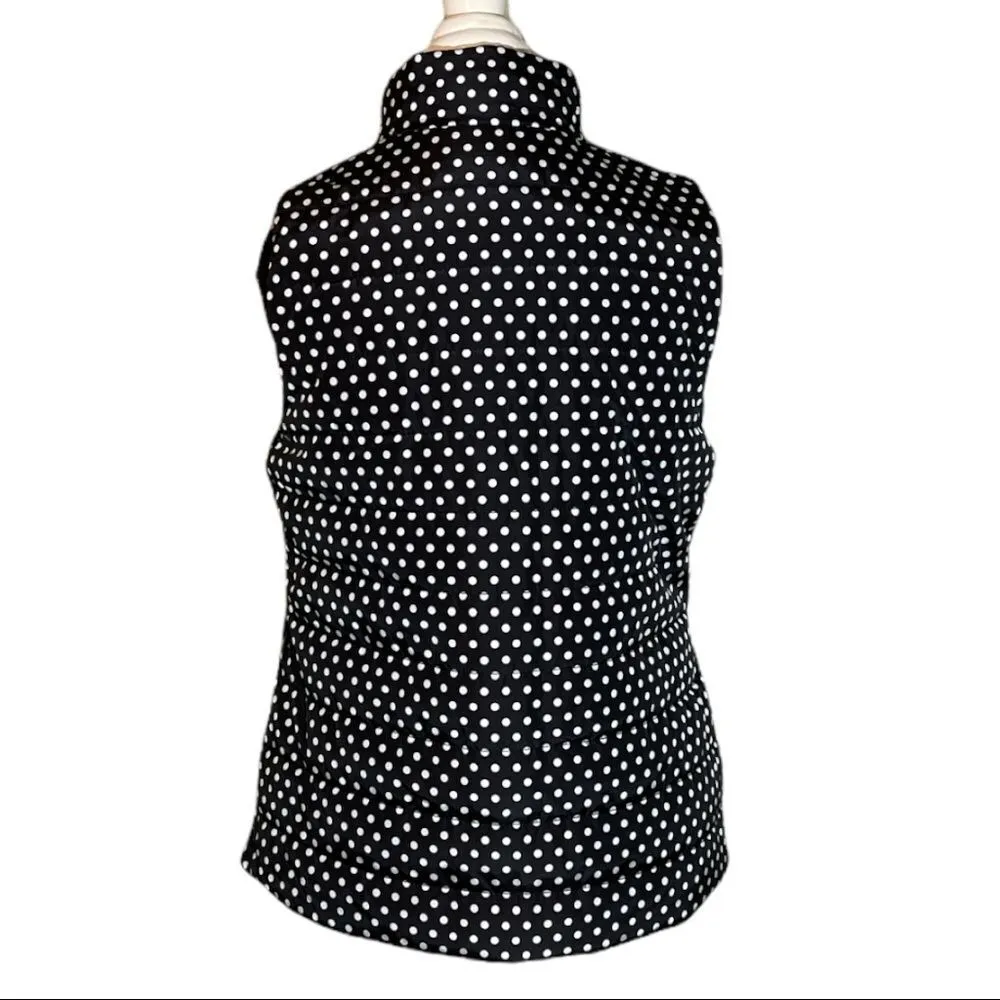 Michael Michael Kors Black Quilted Puffer Vest White Polka Dots M - Image 2
