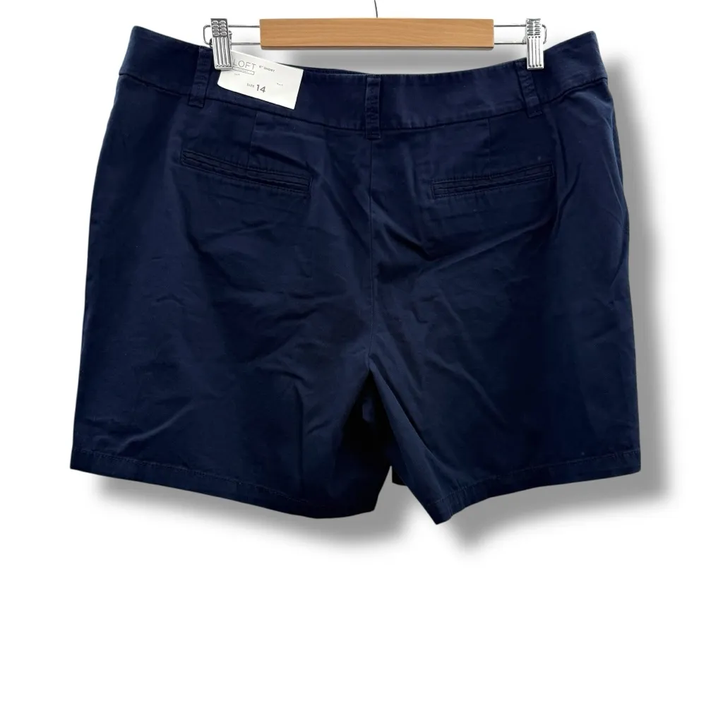 LOFT NWT Chino Shorts Women’s Size 14 Navy Blue High Rise‎ 6 Inch Inseam - Image 2