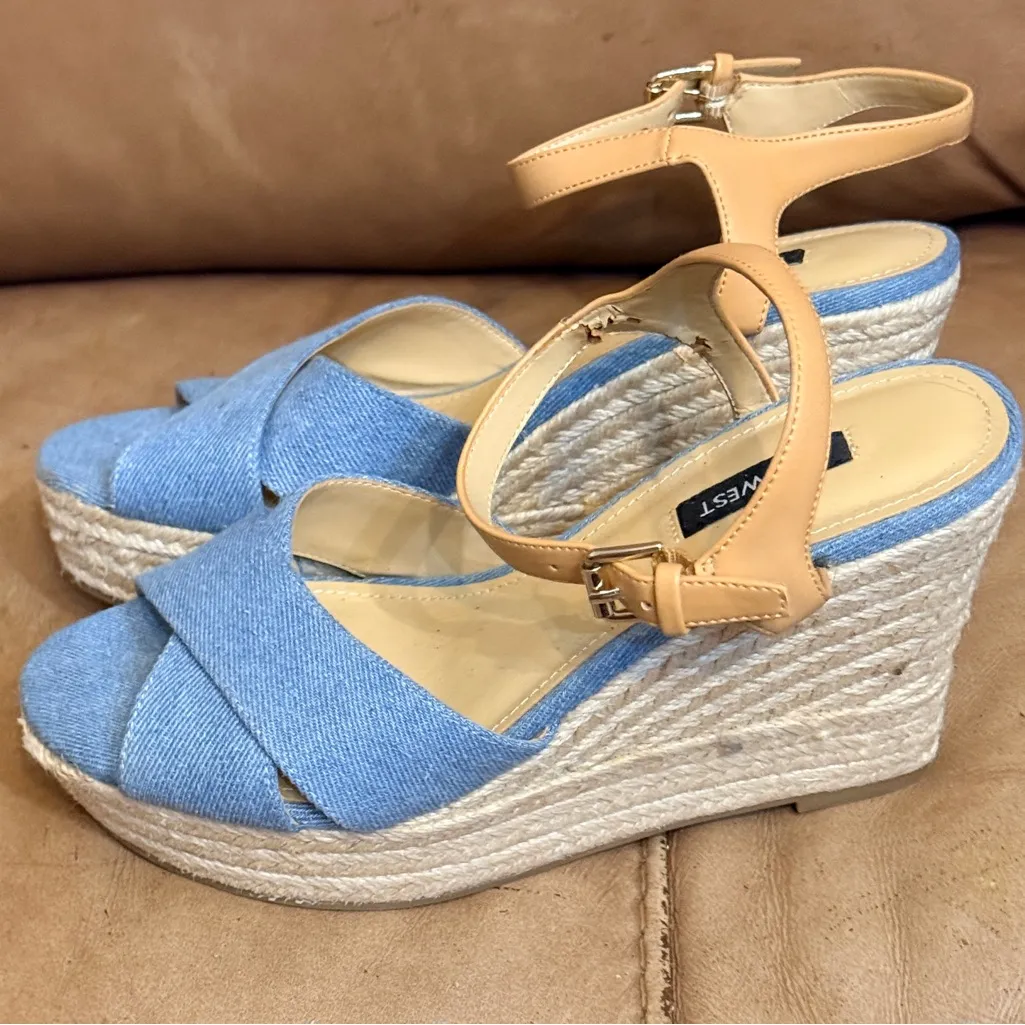 Nine West Denim Wedge Heels as is - Image 6