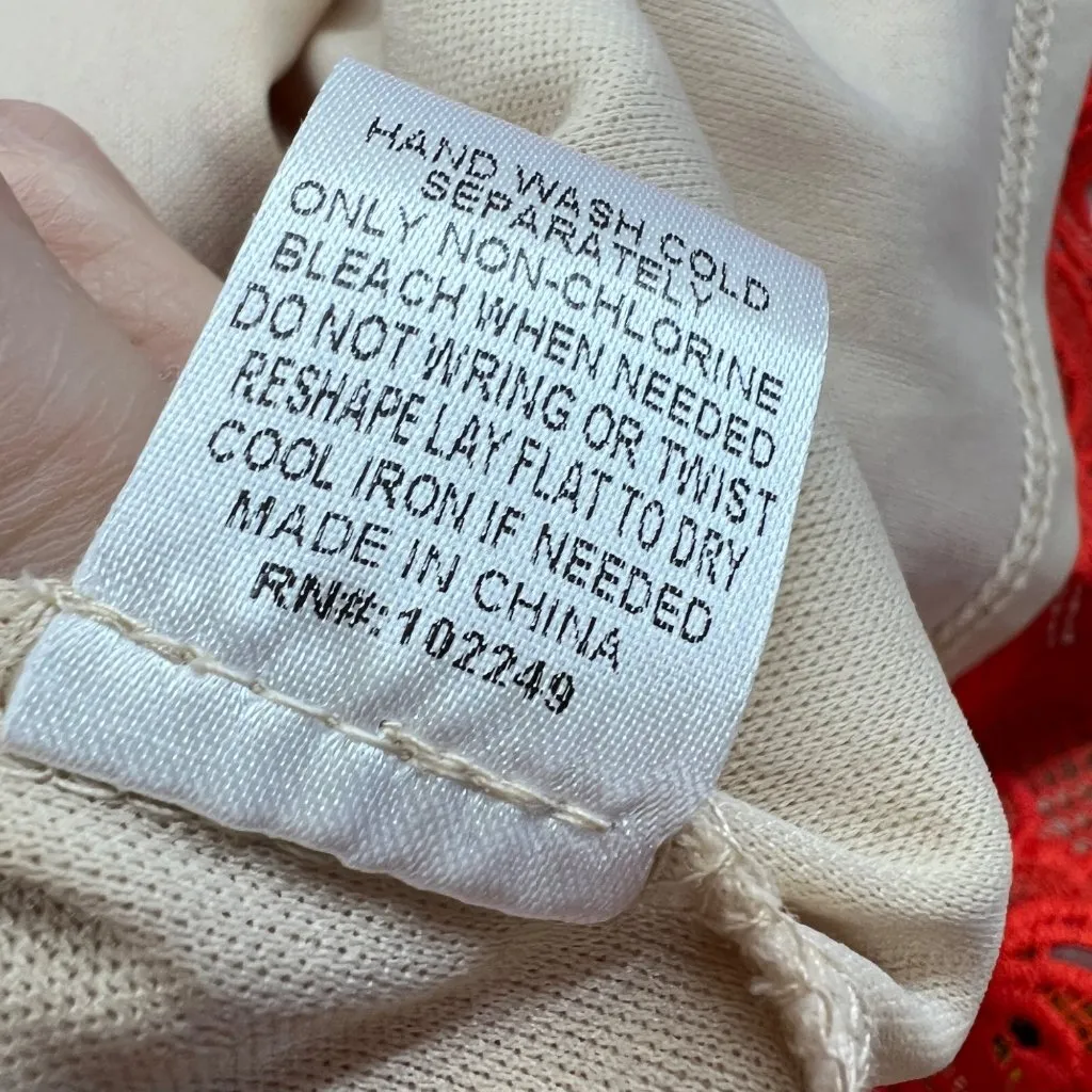 Skies Are Blue Lace Crochet Overlay Short Sleeve Dress Orange Size Medium - Image 11