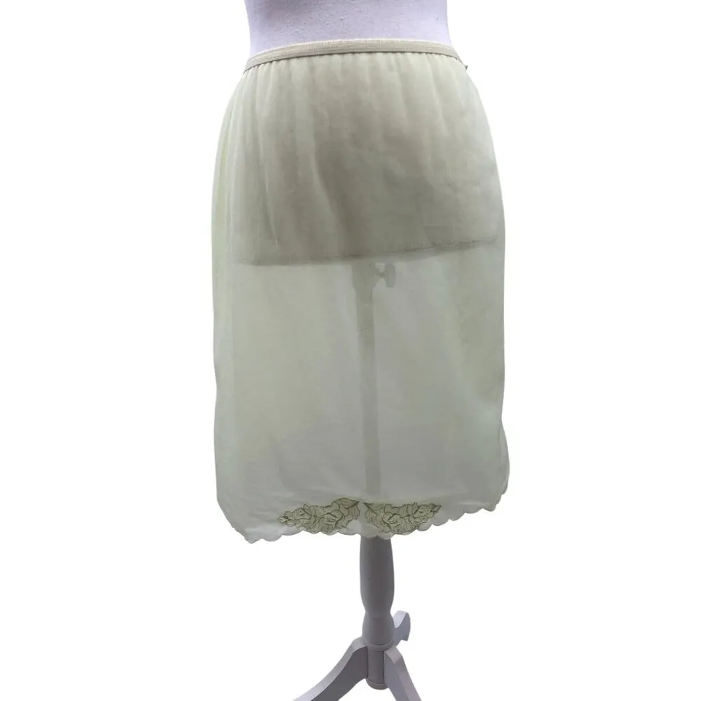 Vintage Hollywood Vassarette Half Slip Womans S Med Used Chartreuse Yellow/Green - Image 3
