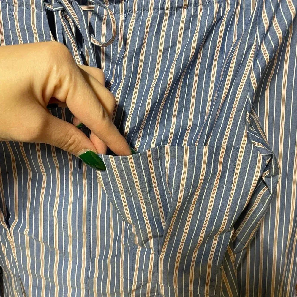 Tibi Striped Garcon Poplin Off Shoulder Top Blue‎ & Red Size 2 - Image 5