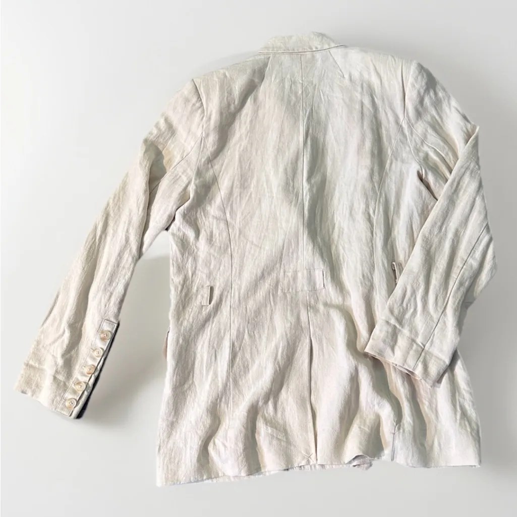 Free People Olivia Blazer in Pebble Linen Blend Double‎ Breasted Jacket M - Image 7