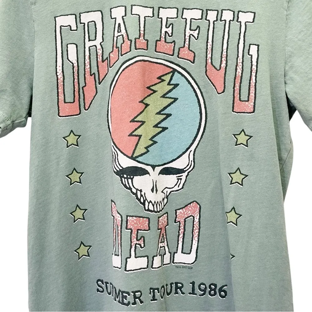 Junk Food Grateful Dead Summer Tour '86 Vintage Tee Dusty Turquoise Size Medium Green - Image 6
