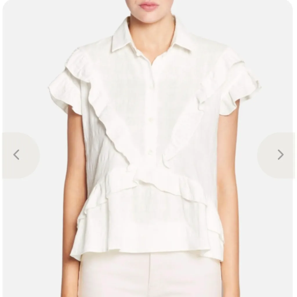 IRO jeans ecru colored ruffle Cotton blouse size XS - Image 5