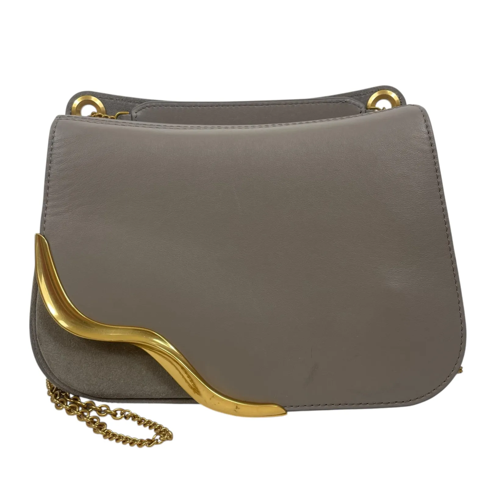 Donna Karan Malverne Leather Suede Crossbody Bag In Cloud Grey Gold - Image 3