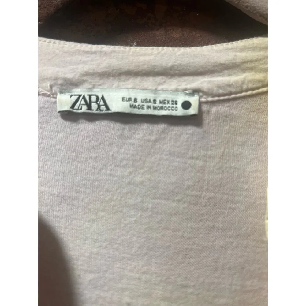 ZARA Boho Tie Dye Puff Sleeve Cotton Romper Small - Image 8