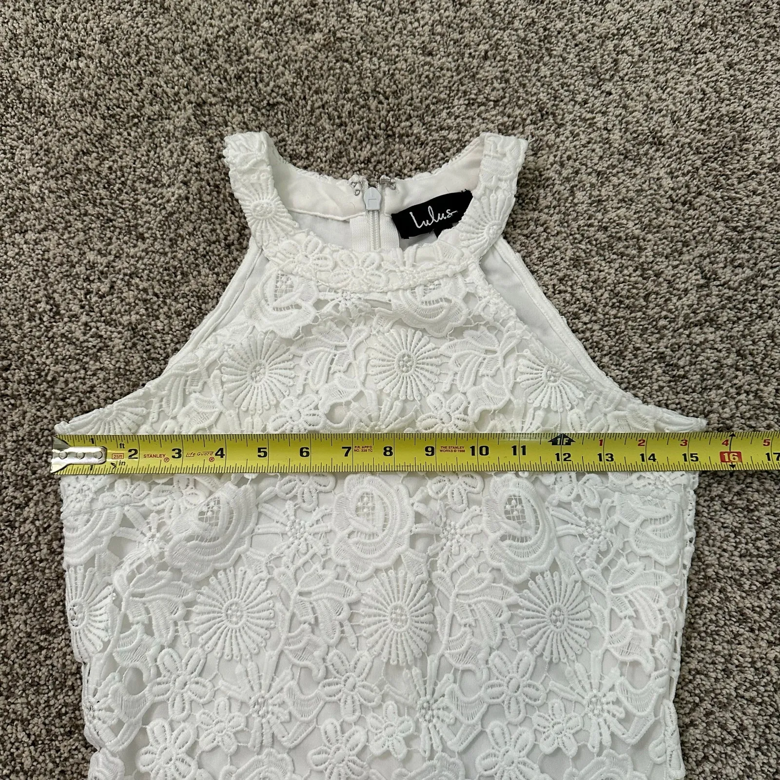 Lulus Love Poem white floral lace sleeveless mini dress size S - Image 10