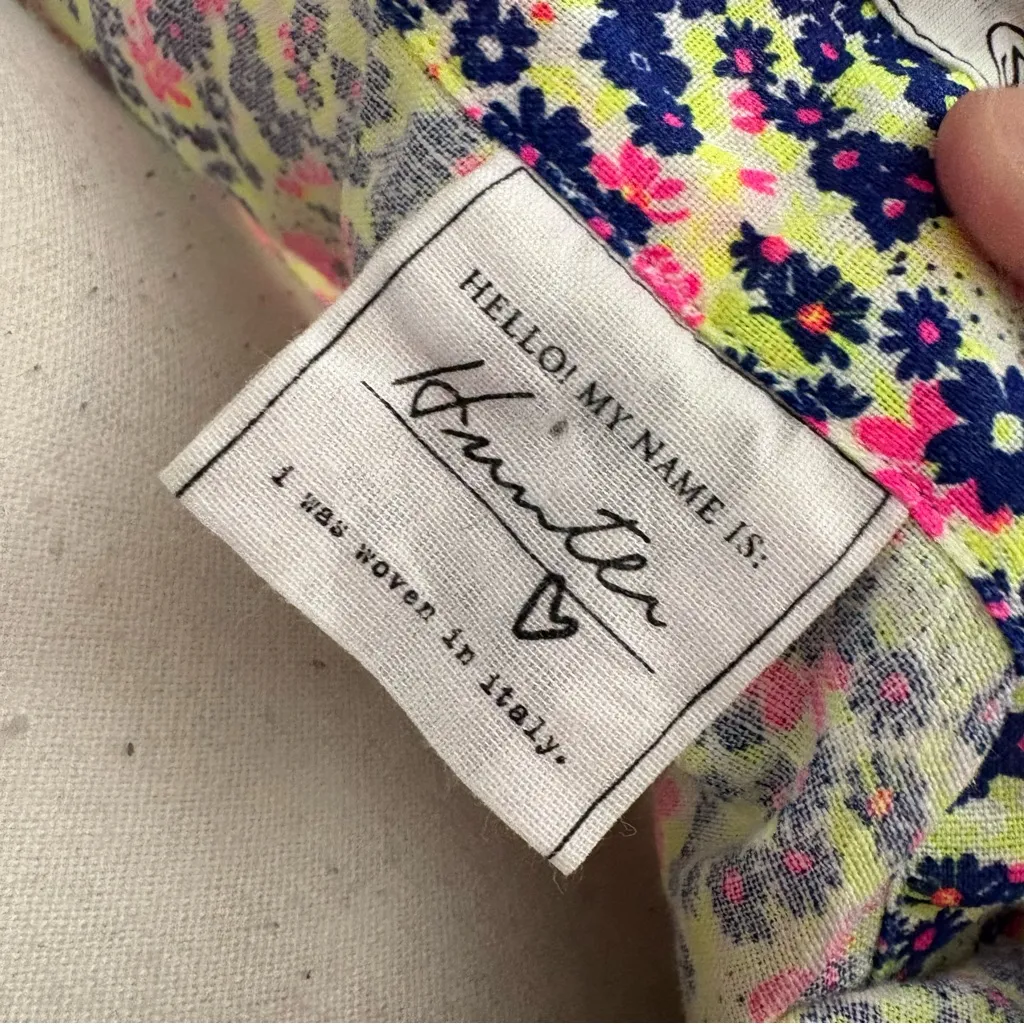 FRANK & ELIEEN Hunter Linen Button Front Dress In‎ Neon Floral Size Small - Image 10