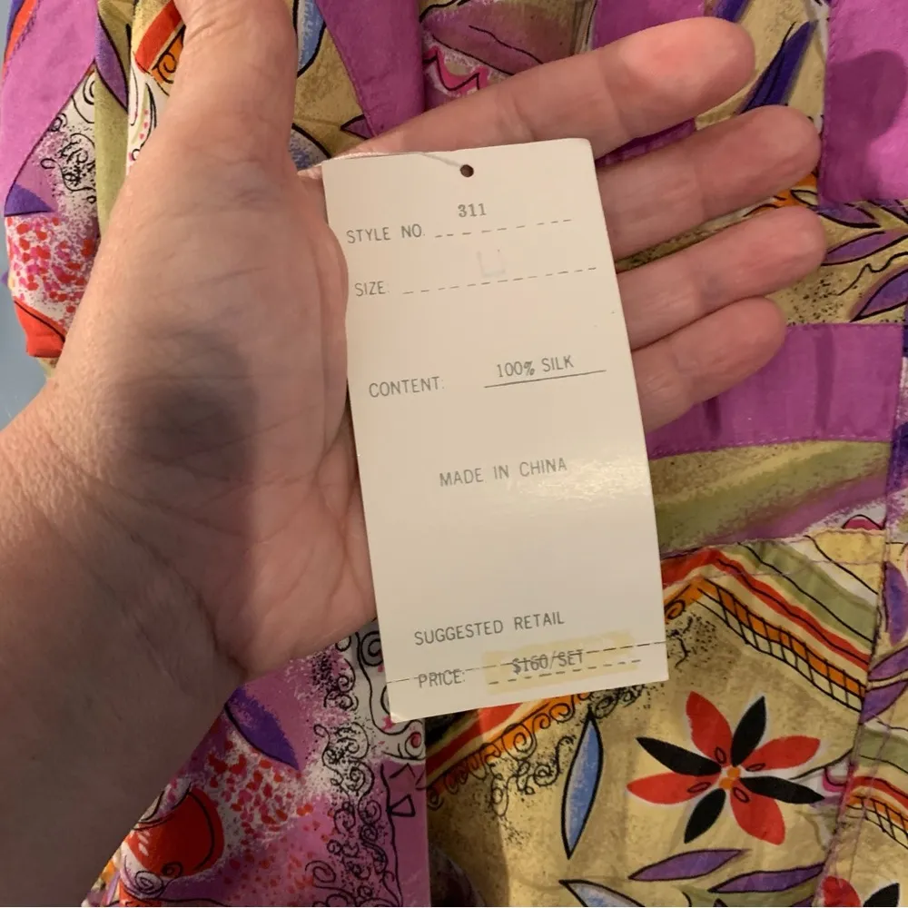 Vintage Donna Toran L Large Abstract 100% Silk Track Jacket New Deadstock NWT - Image 5