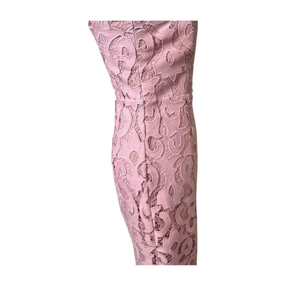 Bardot New Cocktail Party Dress Bodycon Wiggle Blush Pink Lace Women’s Size 6 - Image 9
