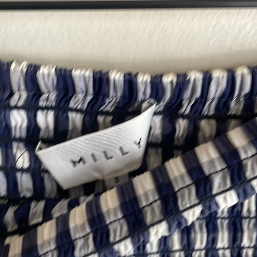 MILLY Jodi Smocked Off-the-shoulder Gingham Poplin Dress - Image 7